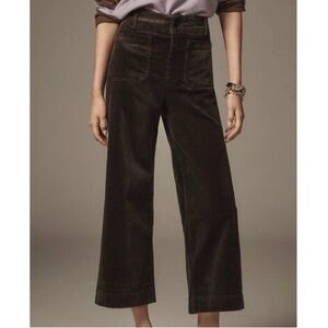 Maeve Anthropologie Colette cropped wide leg green corduroy pants